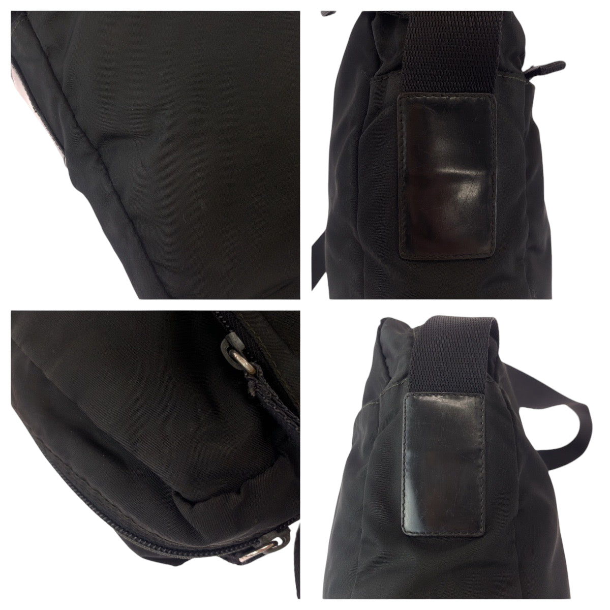 14279
PRADA プラダ テスート 三角ロゴプレート ブラック 黒 シルバー金具 ナイロン ショルダーバッグ ポシェット  レディース