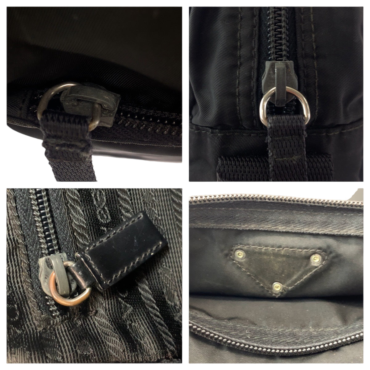 14279
PRADA プラダ テスート 三角ロゴプレート ブラック 黒 シルバー金具 ナイロン ショルダーバッグ ポシェット  レディース
