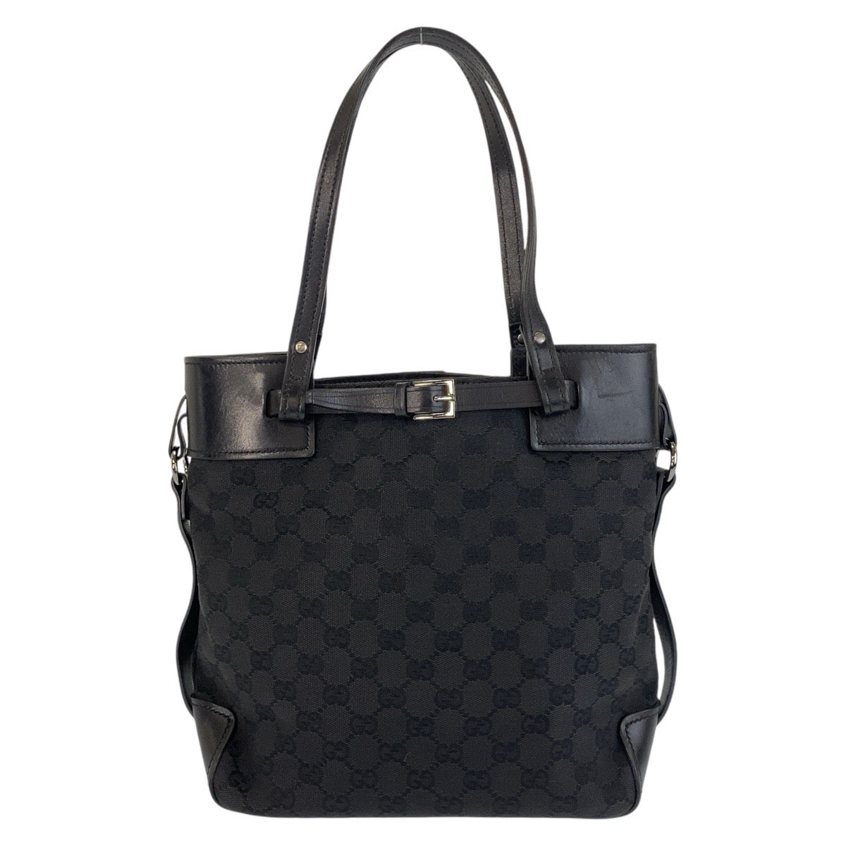 14280
GUCCI グッチ ブラック 黒 GGキャンバス / レザー 107757 トートバッグ ショルダーバッグ  レディース