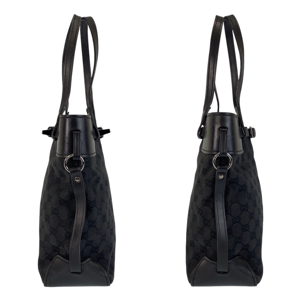 14280
GUCCI グッチ ブラック 黒 GGキャンバス / レザー 107757 トートバッグ ショルダーバッグ  レディース