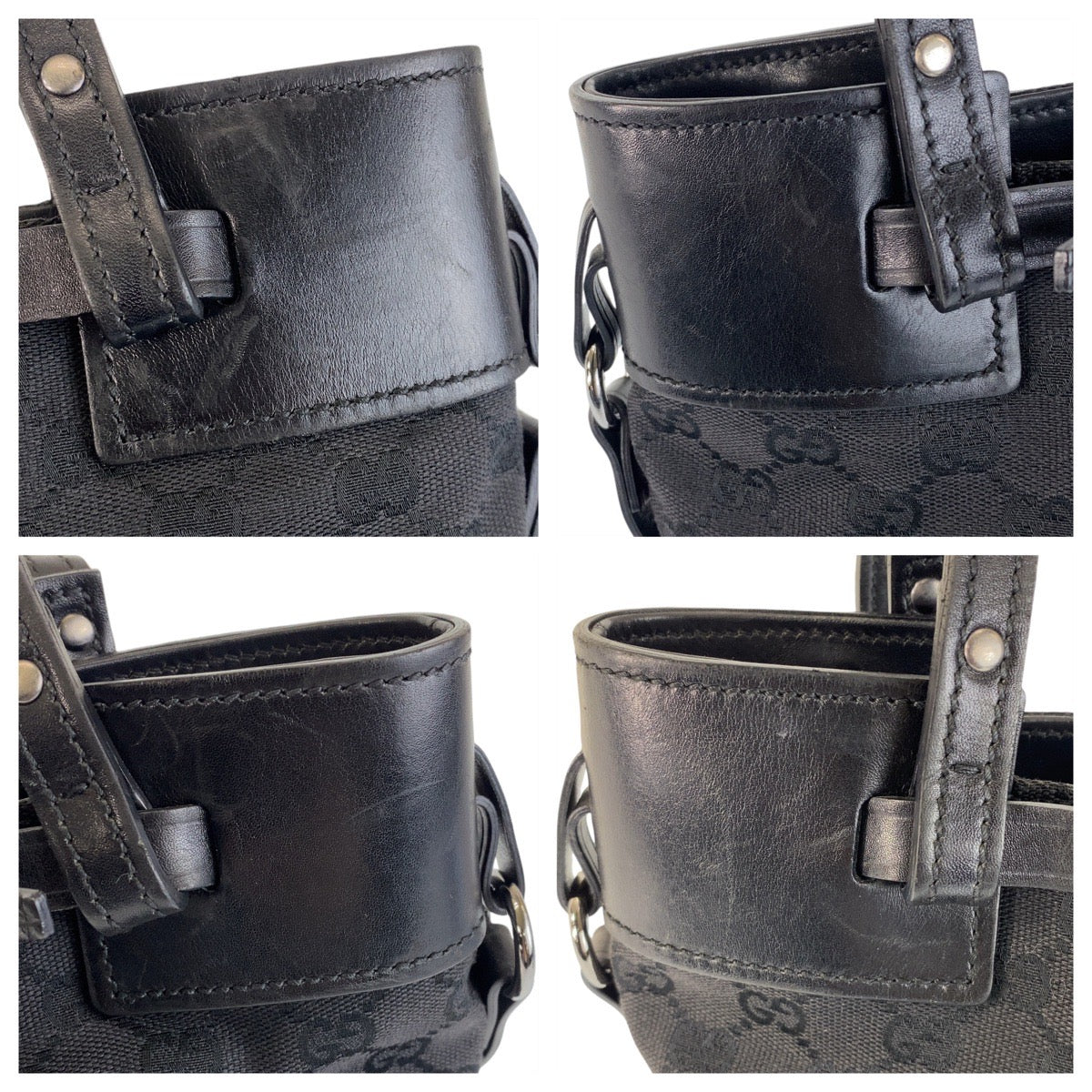 14280
GUCCI グッチ ブラック 黒 GGキャンバス / レザー 107757 トートバッグ ショルダーバッグ  レディース