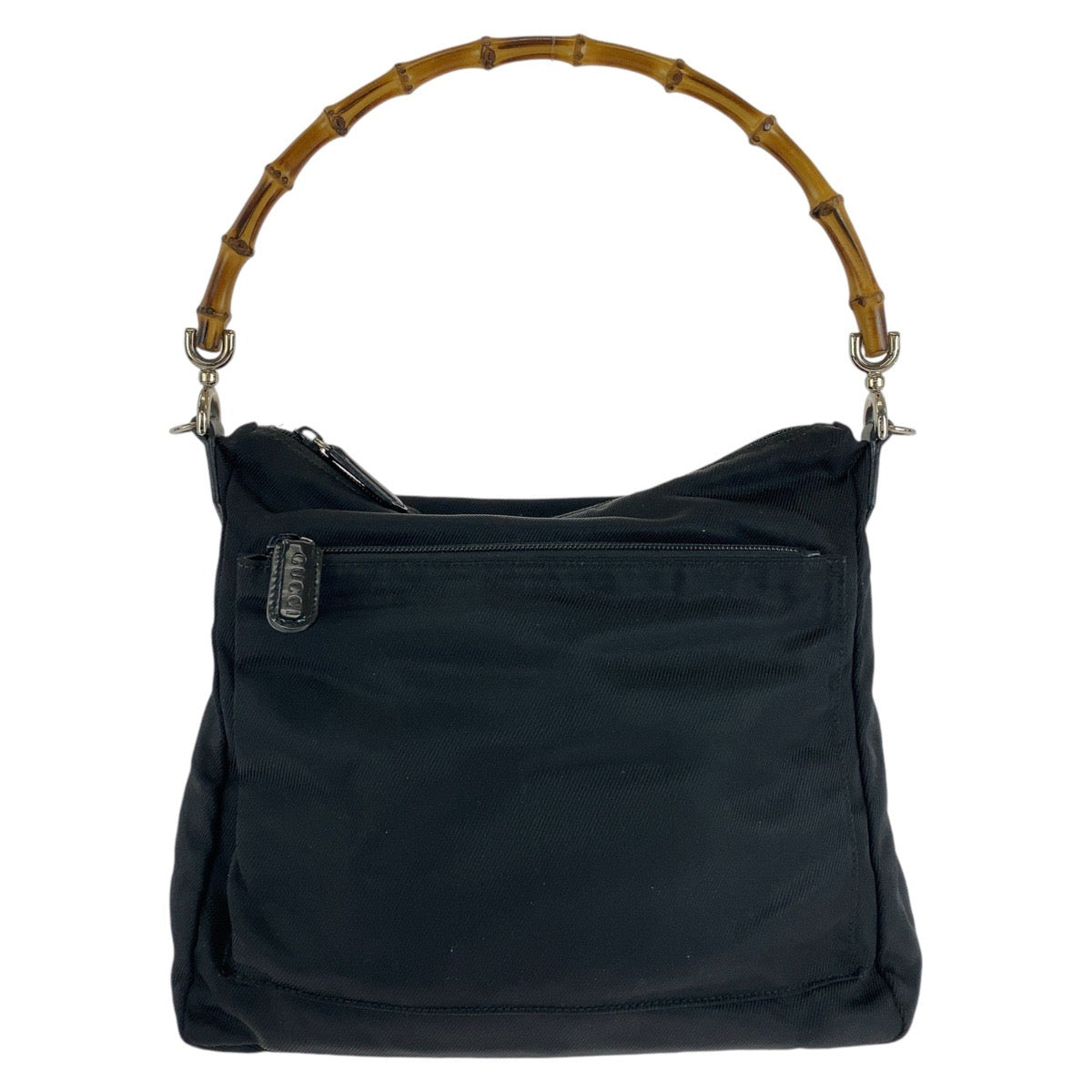13833
GUCCI グッチ バンブー ブラック 黒 シルバー金具 キャンバス / レザー 000 2032 0509 ショルダーバッグ  レディース