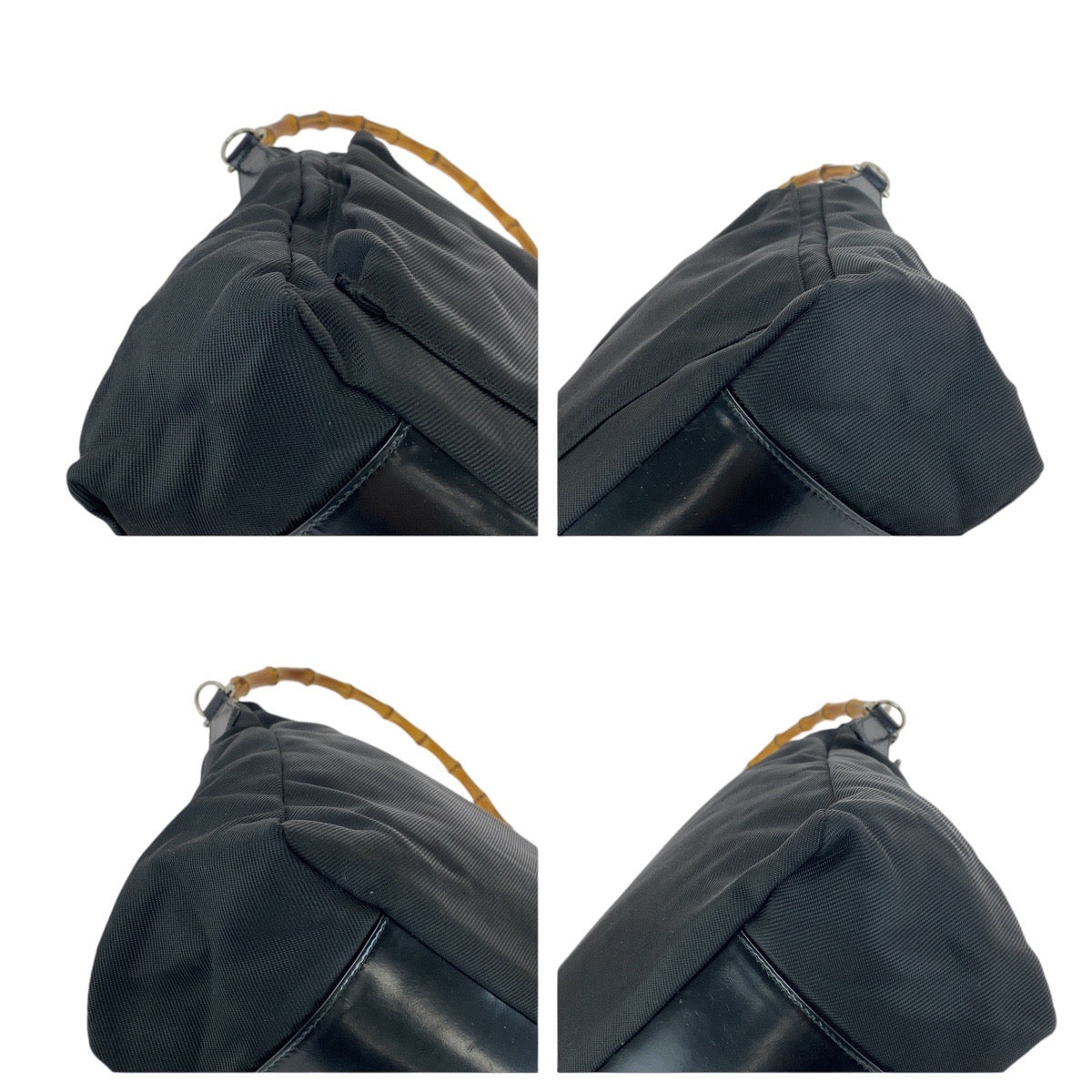 13833
GUCCI グッチ バンブー ブラック 黒 シルバー金具 キャンバス / レザー 000 2032 0509 ショルダーバッグ  レディース
