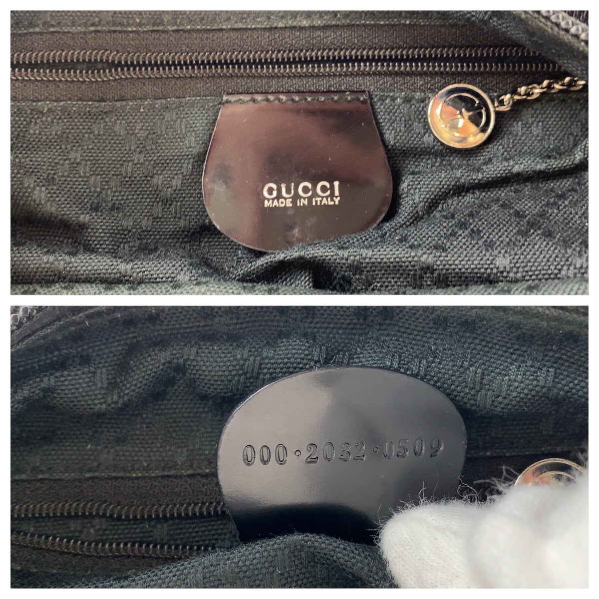 13833
GUCCI グッチ バンブー ブラック 黒 シルバー金具 キャンバス / レザー 000 2032 0509 ショルダーバッグ  レディース
