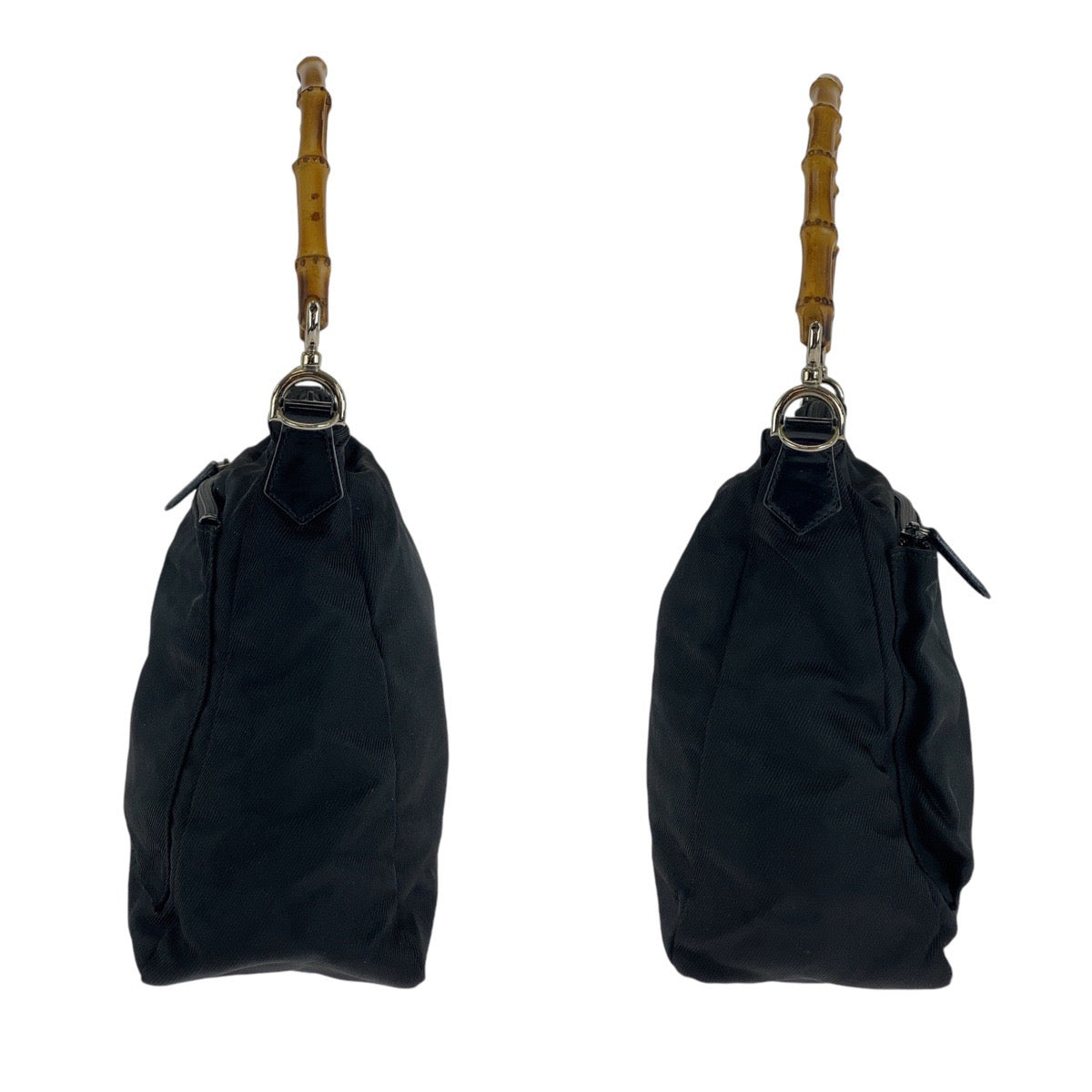13833
GUCCI グッチ バンブー ブラック 黒 シルバー金具 キャンバス / レザー 000 2032 0509 ショルダーバッグ  レディース