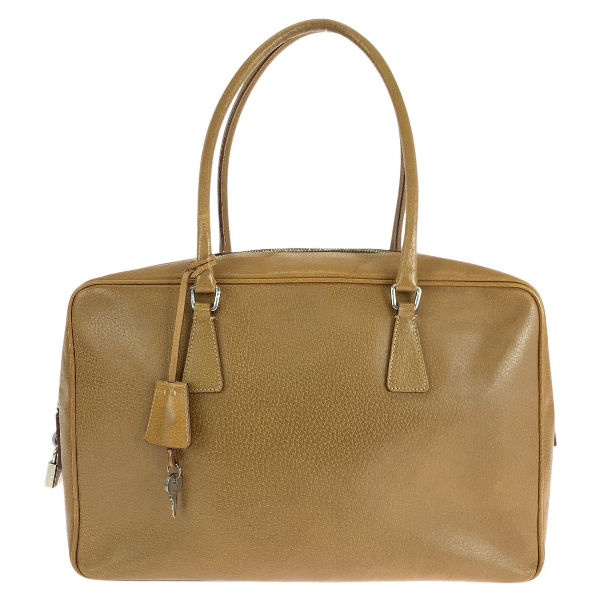 14281
PRADA プラダ ライトブラウン キャメル シルバー金具 レザー トートバッグ ショルダーバッグ  レディース