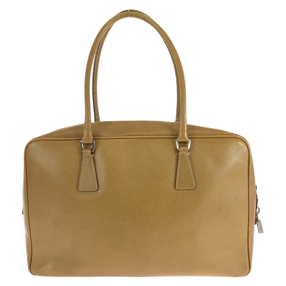 14281
PRADA プラダ ライトブラウン キャメル シルバー金具 レザー トートバッグ ショルダーバッグ  レディース