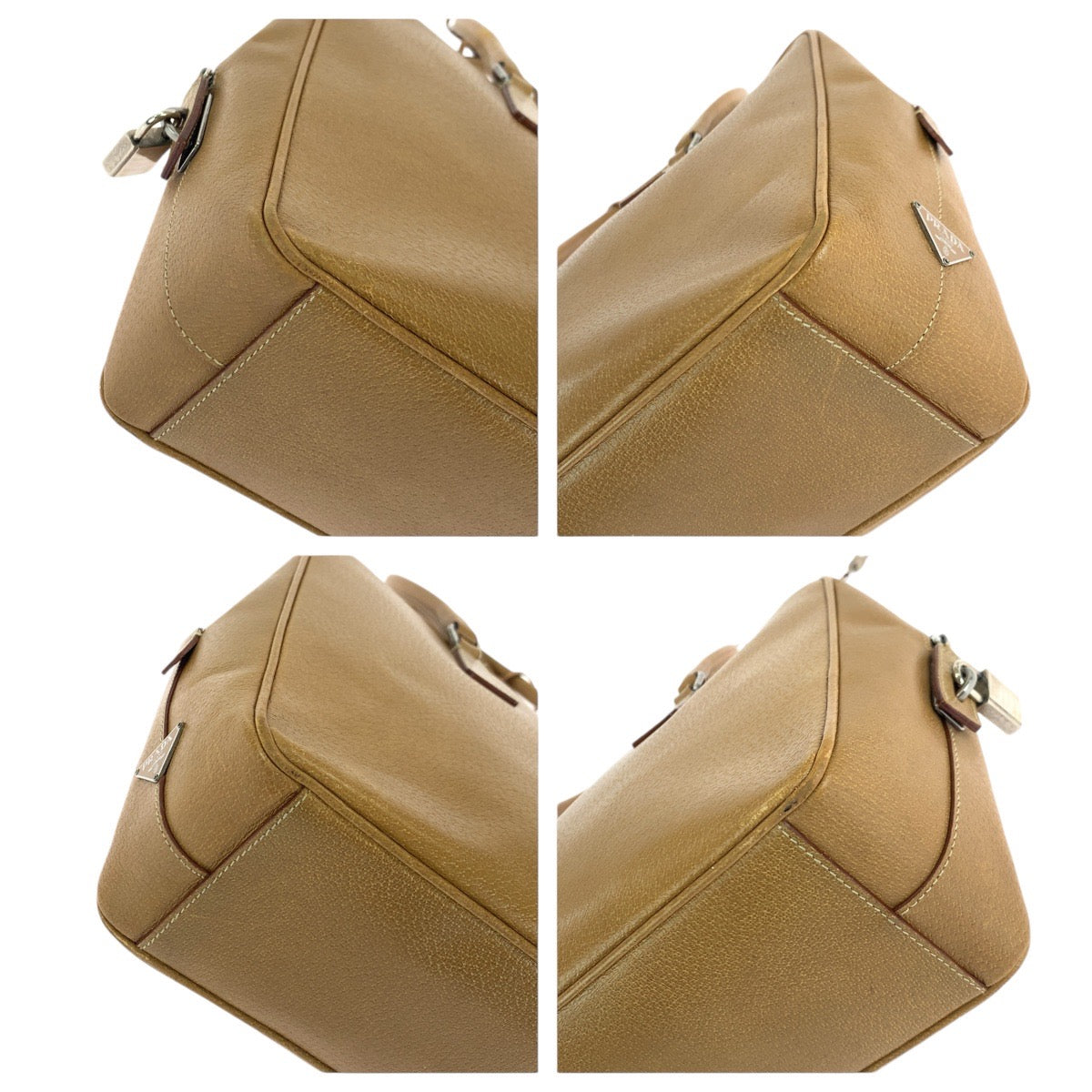 14281
PRADA プラダ ライトブラウン キャメル シルバー金具 レザー トートバッグ ショルダーバッグ  レディース