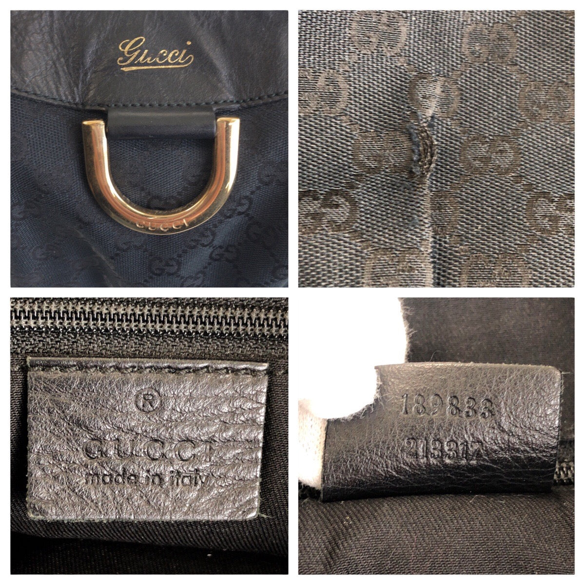 14282
GUCCI グッチ アビー ホーボー ブラック 黒 ゴールド金具 GGキャンバス / レザー 189833 ショルダーバッグ  レディース