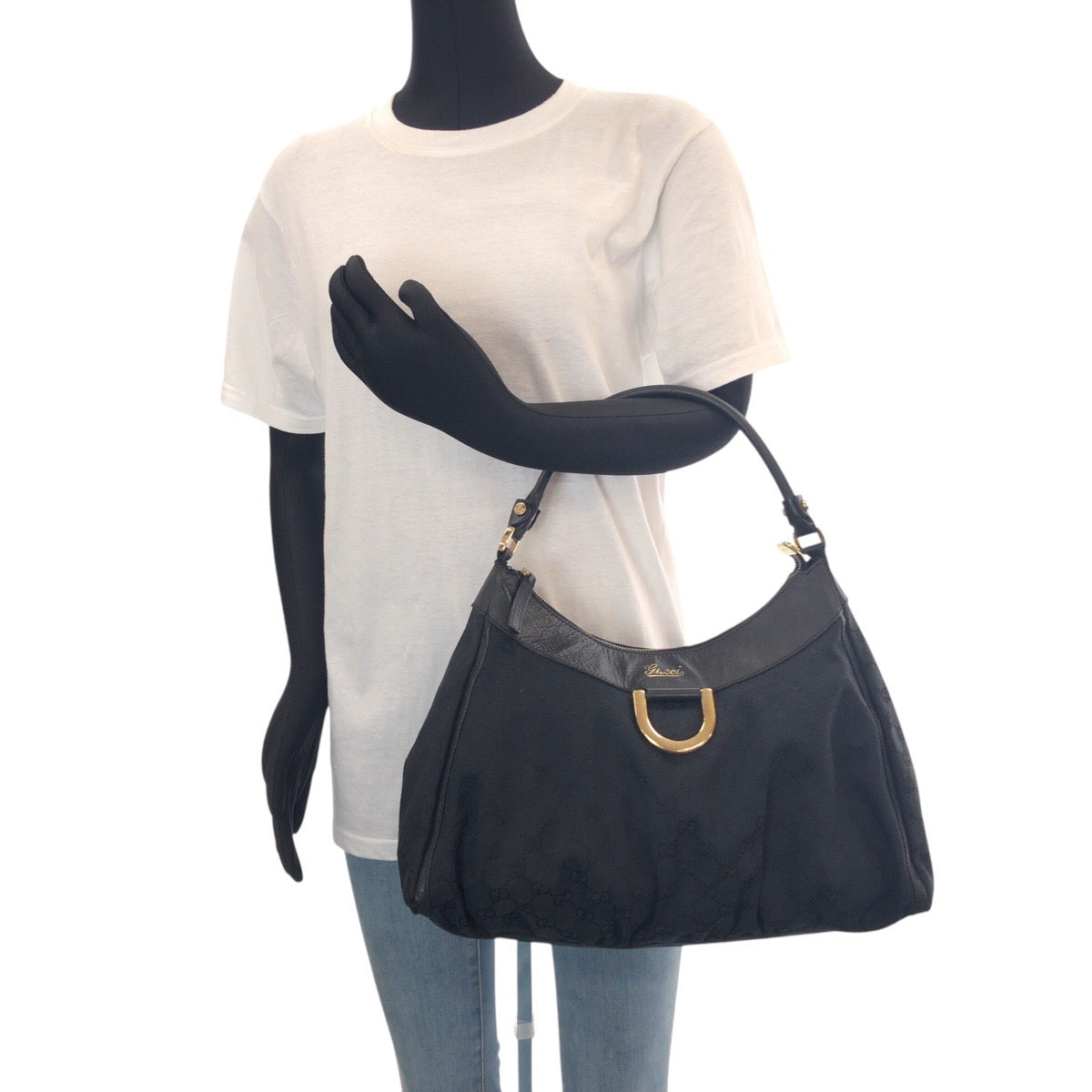 14282
GUCCI グッチ アビー ホーボー ブラック 黒 ゴールド金具 GGキャンバス / レザー 189833 ショルダーバッグ  レディース
