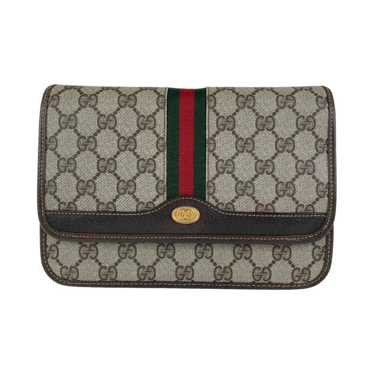 13834
GUCCI グッチ シェリーライン オールドグッチ ブラウン ゴールド金具 GGスプリームキャンバス / レザー 66 001 4461 クラッチバッグ セカンドバッグ  レディース