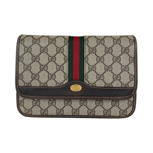 13834
GUCCI グッチ シェリーライン オールドグッチ ブラウン ゴールド金具 GGスプリームキャンバス / レザー 66 001 4461 クラッチバッグ セカンドバッグ  レディース