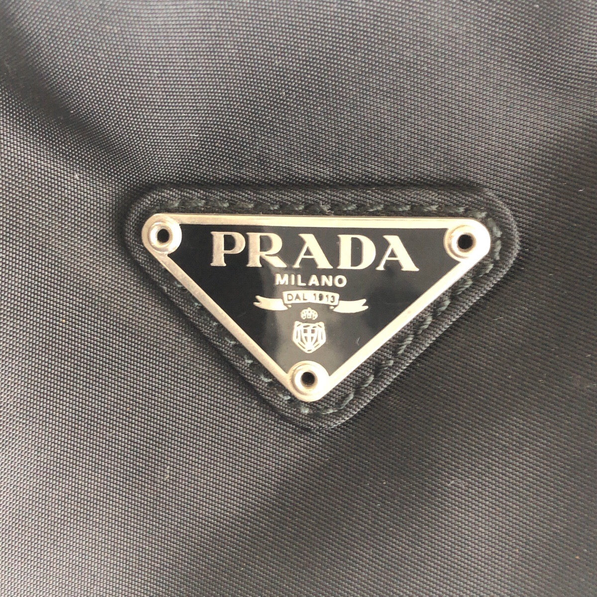 13835
PRADA プラダ テスート 三角ロゴプレート ブラック 黒 シルバー金具 ナイロン トートバッグ ショルダーバッグ  レディース
