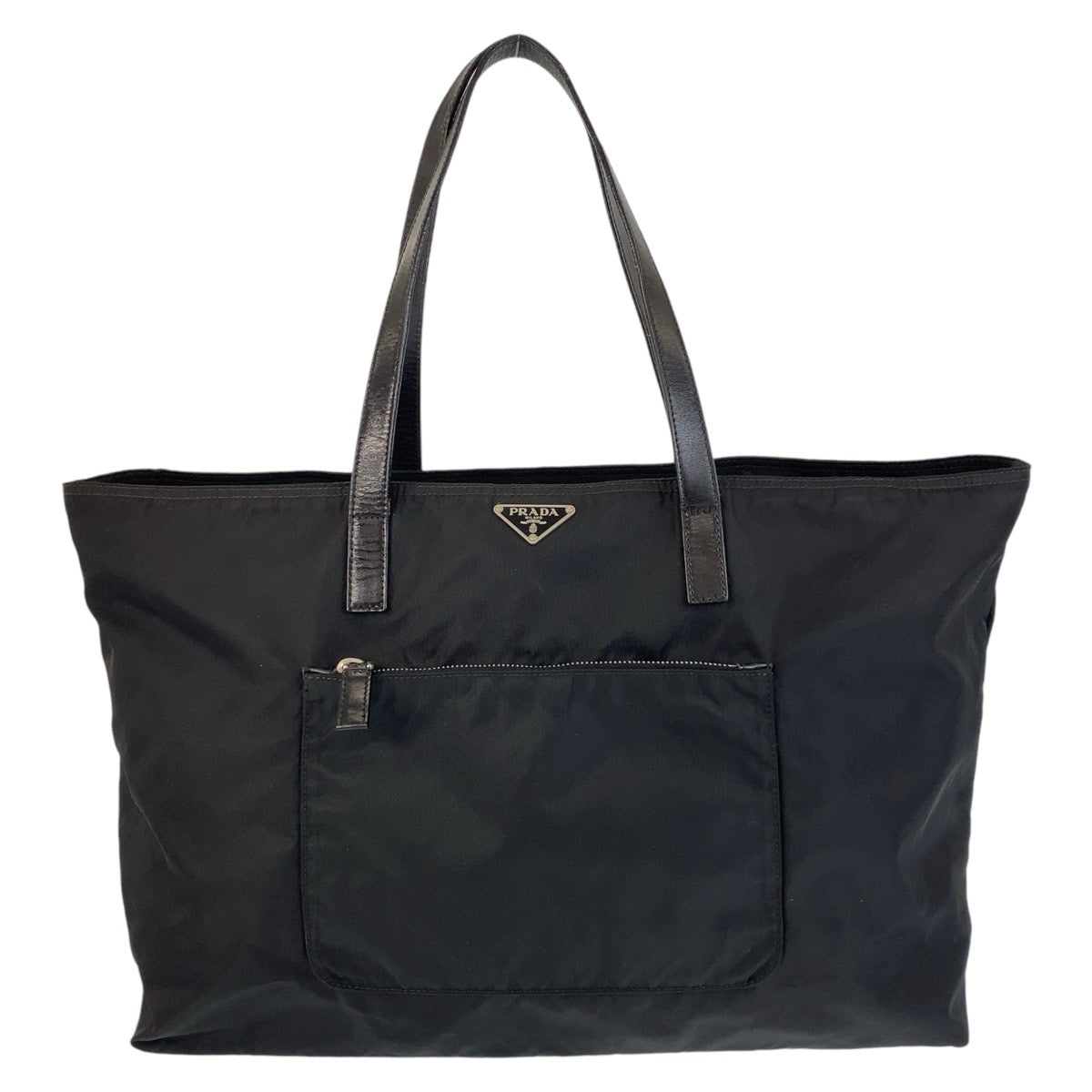 14284
PRADA プラダ テスート 三角ロゴプレート ブラック 黒 シルバー金具 ナイロン / レザー トートバッグ ショルダーバッグ  レディース