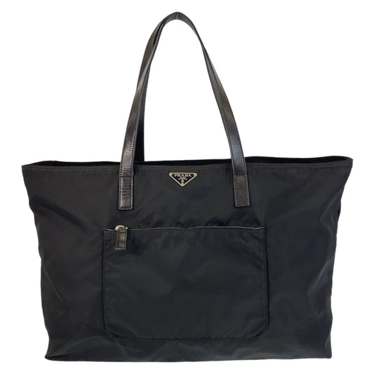 14284
PRADA プラダ テスート 三角ロゴプレート ブラック 黒 シルバー金具 ナイロン / レザー トートバッグ ショルダーバッグ  レディース