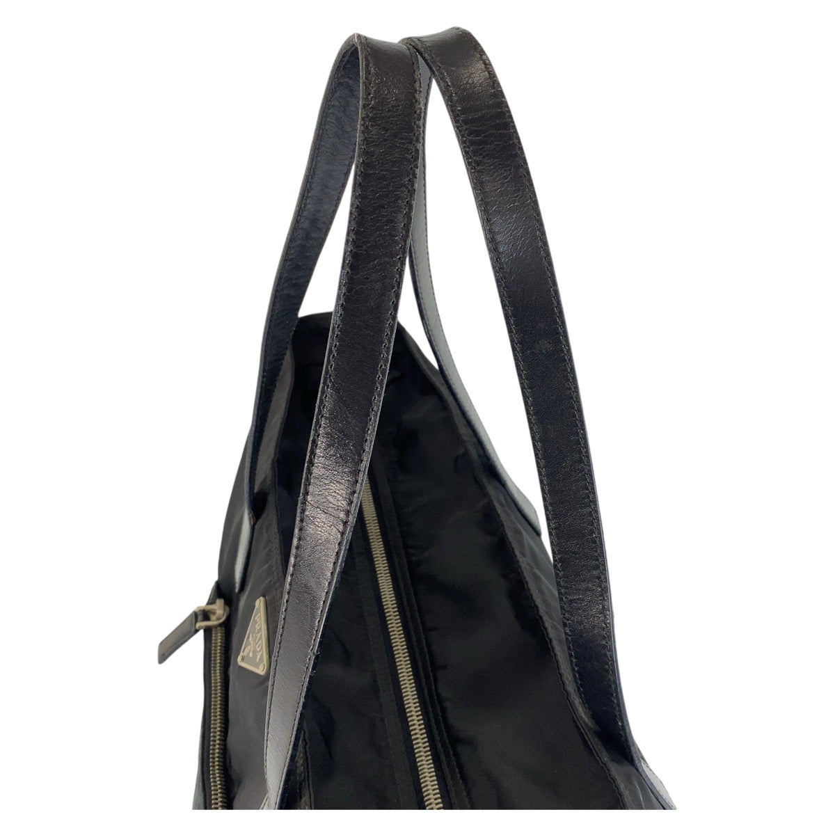 14284
PRADA プラダ テスート 三角ロゴプレート ブラック 黒 シルバー金具 ナイロン / レザー トートバッグ ショルダーバッグ  レディース