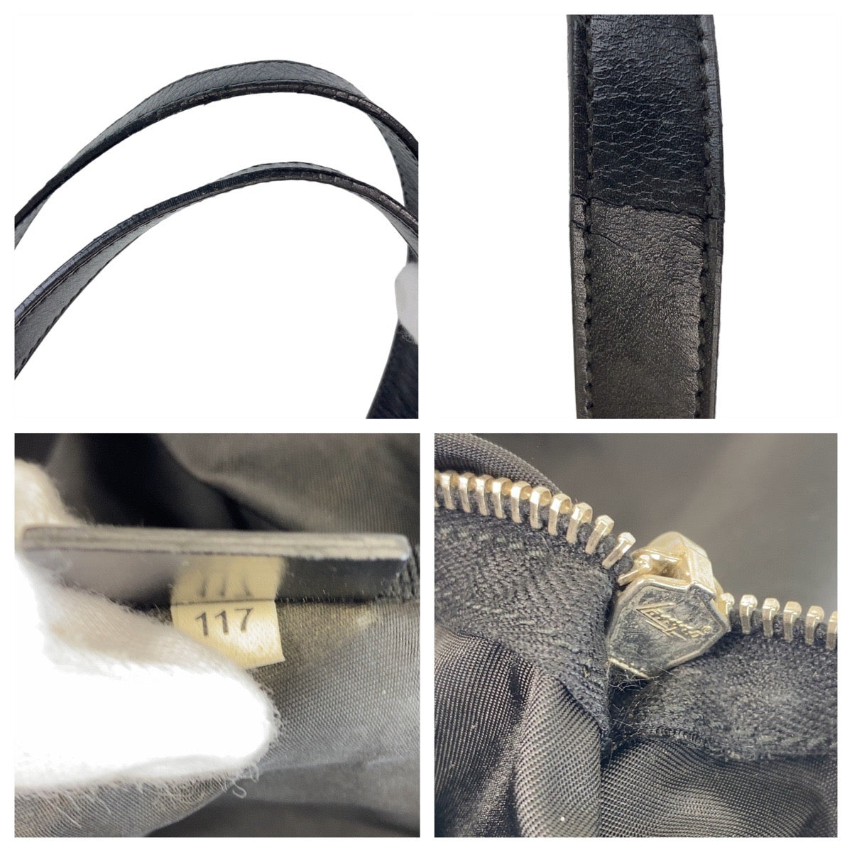 14284
PRADA プラダ テスート 三角ロゴプレート ブラック 黒 シルバー金具 ナイロン / レザー トートバッグ ショルダーバッグ  レディース