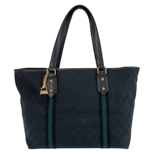 14285
GUCCI グッチ シェリーライン ブラック 黒 シルバー金具 GGキャンバス / レザー 139260 トートバッグ ショルダーバッグ  レディース