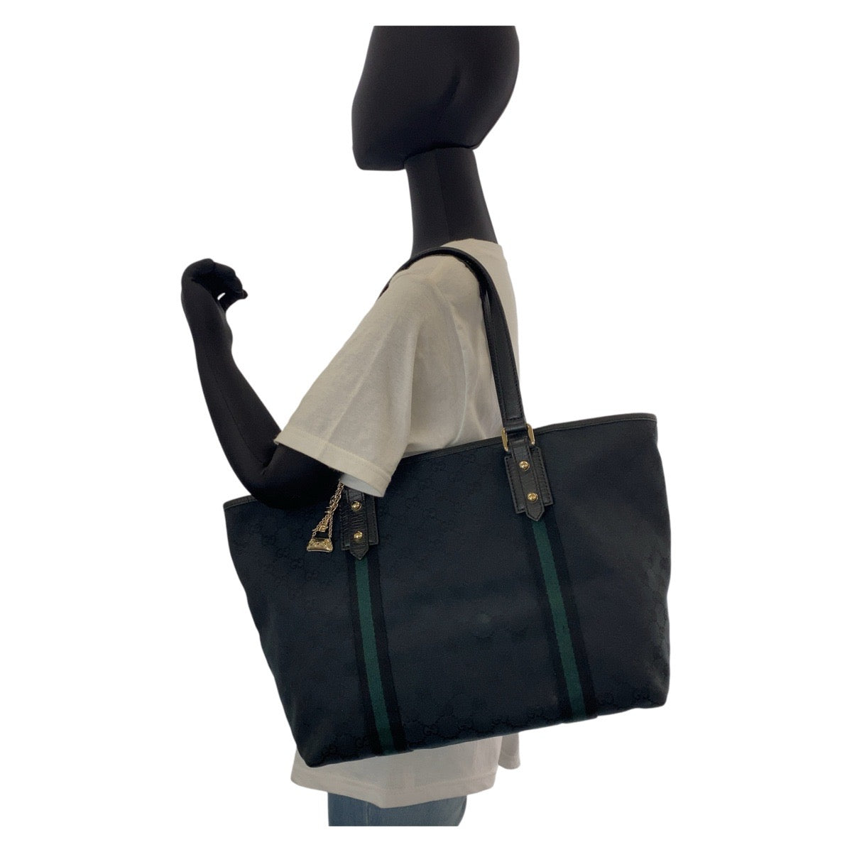 14285
GUCCI グッチ シェリーライン ブラック 黒 シルバー金具 GGキャンバス / レザー 139260 トートバッグ ショルダーバッグ  レディース