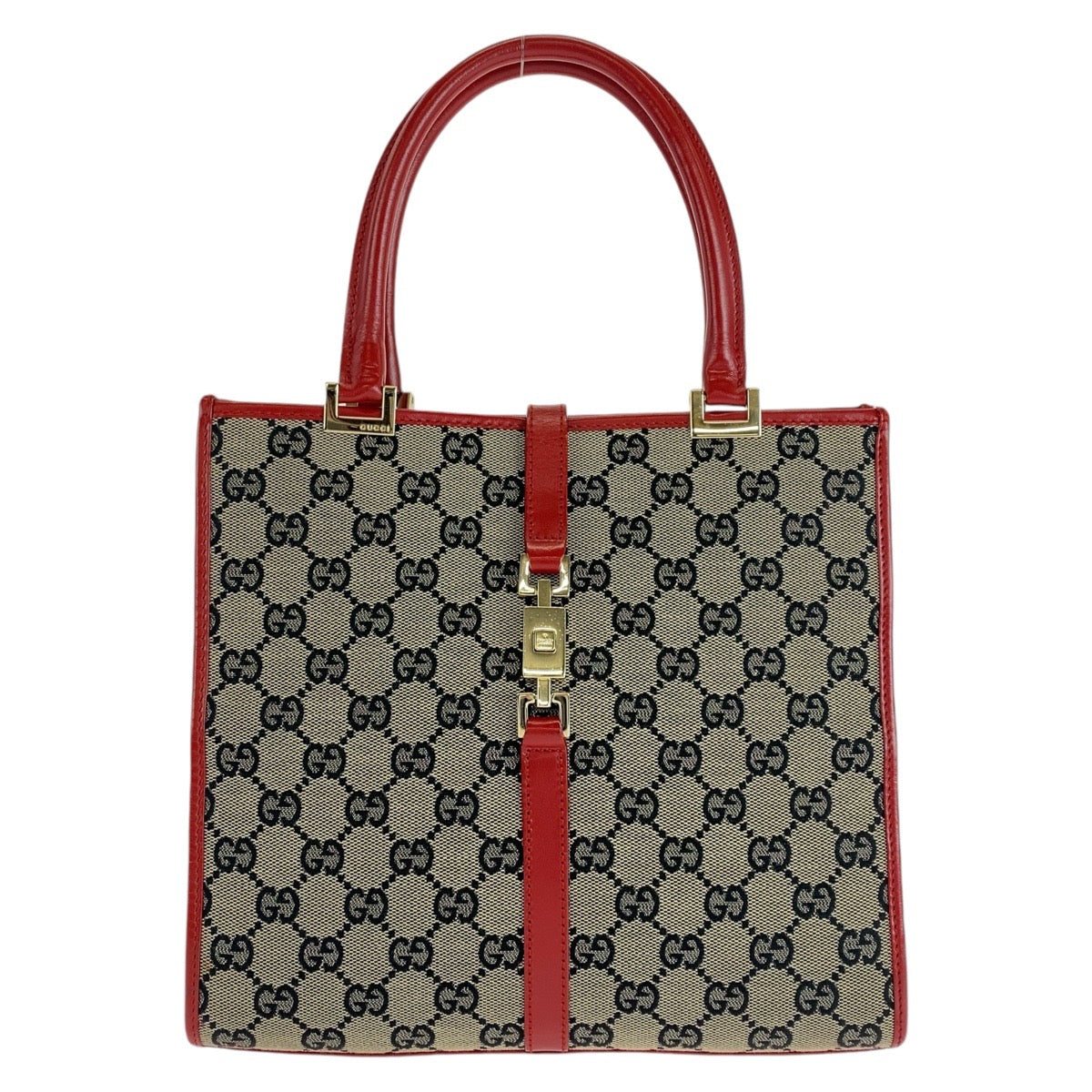 14286
GUCCI グッチ ジャッキー レッド グレー ゴールド金具 GGキャンバス / レザー 002 1065 トートバッグ ハンドバッグ  レディース