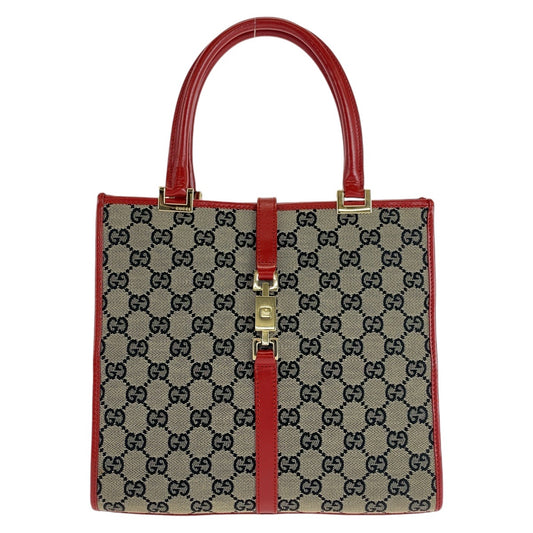 14286
GUCCI グッチ ジャッキー レッド グレー ゴールド金具 GGキャンバス / レザー 002 1065 トートバッグ ハンドバッグ  レディース