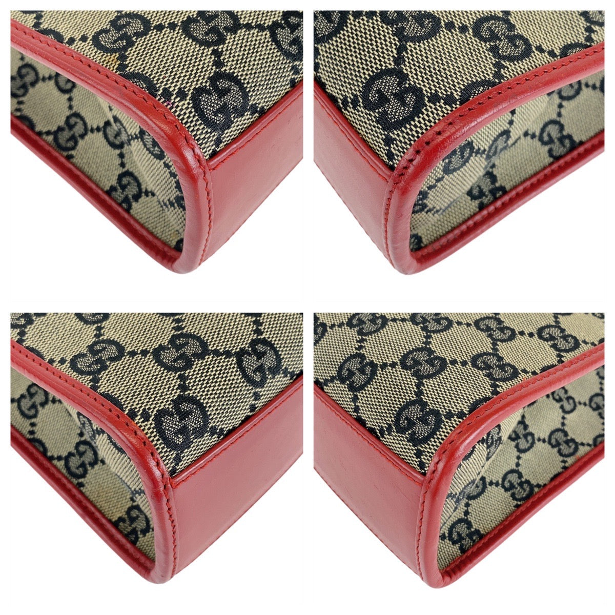 14286
GUCCI グッチ ジャッキー レッド グレー ゴールド金具 GGキャンバス / レザー 002 1065 トートバッグ ハンドバッグ  レディース