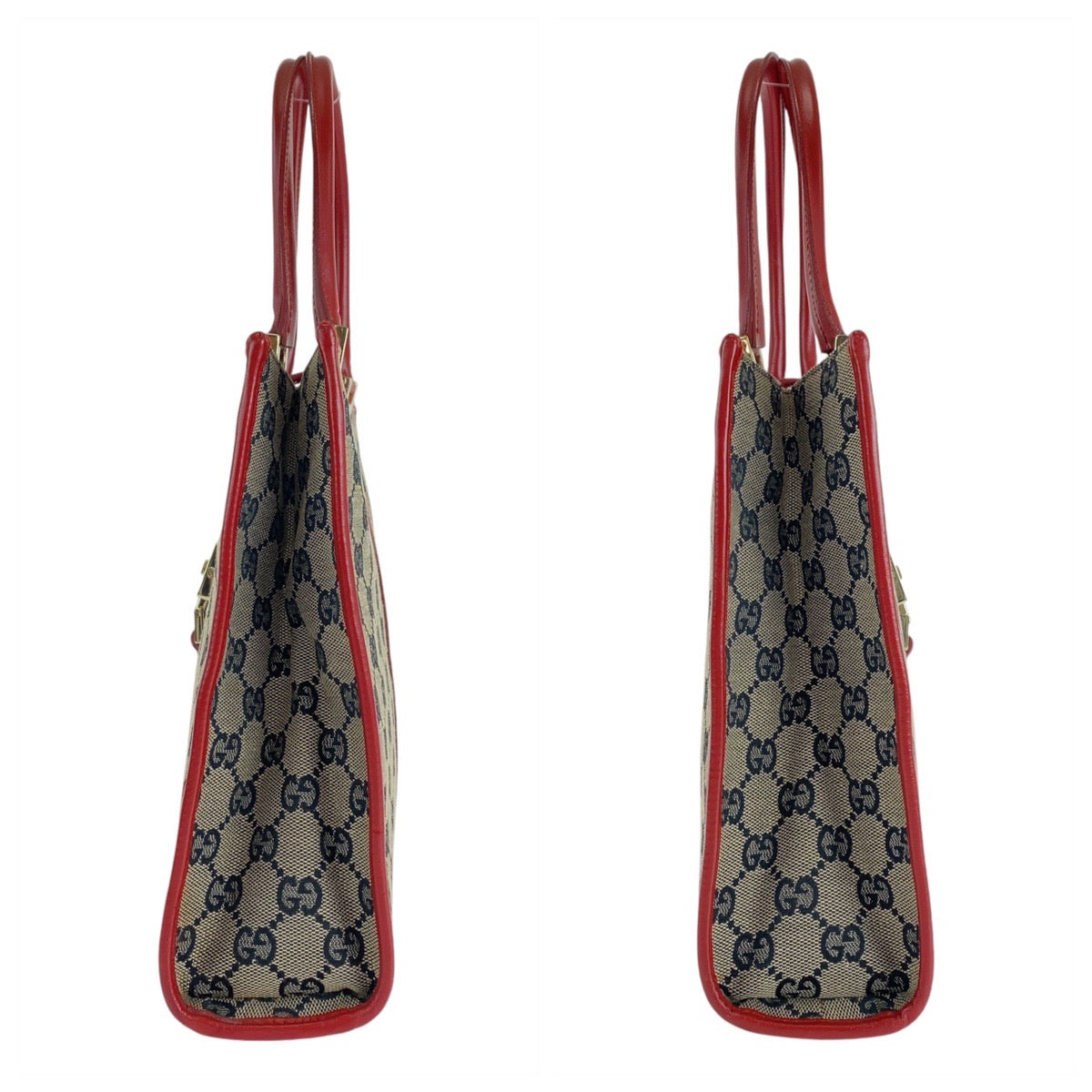 14286
GUCCI グッチ ジャッキー レッド グレー ゴールド金具 GGキャンバス / レザー 002 1065 トートバッグ ハンドバッグ  レディース
