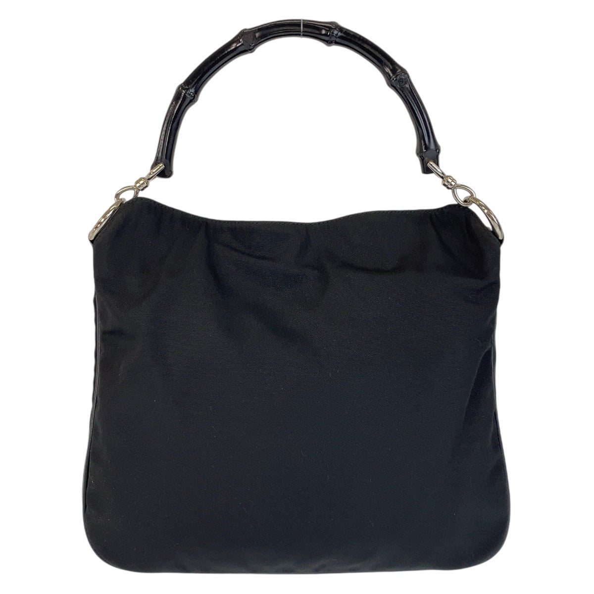 14287
GUCCI グッチ バンブー ブラック 黒 シルバー金具 ナイロン / バンブー 001 1638 ハンドバッグ  レディース