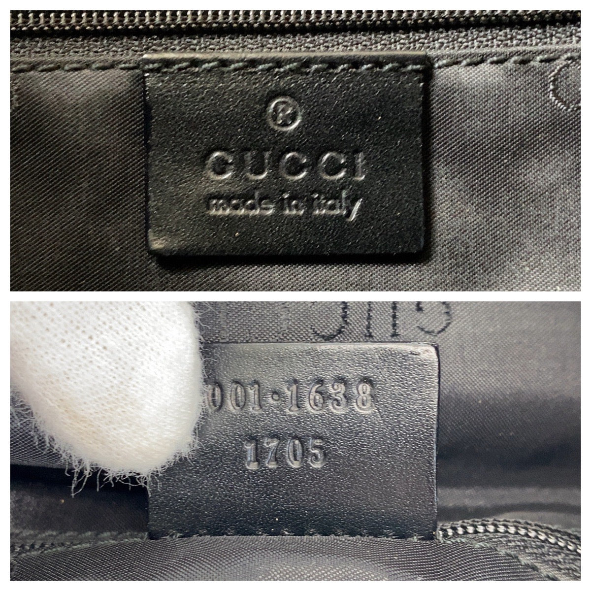 14287
GUCCI グッチ バンブー ブラック 黒 シルバー金具 ナイロン / バンブー 001 1638 ハンドバッグ  レディース