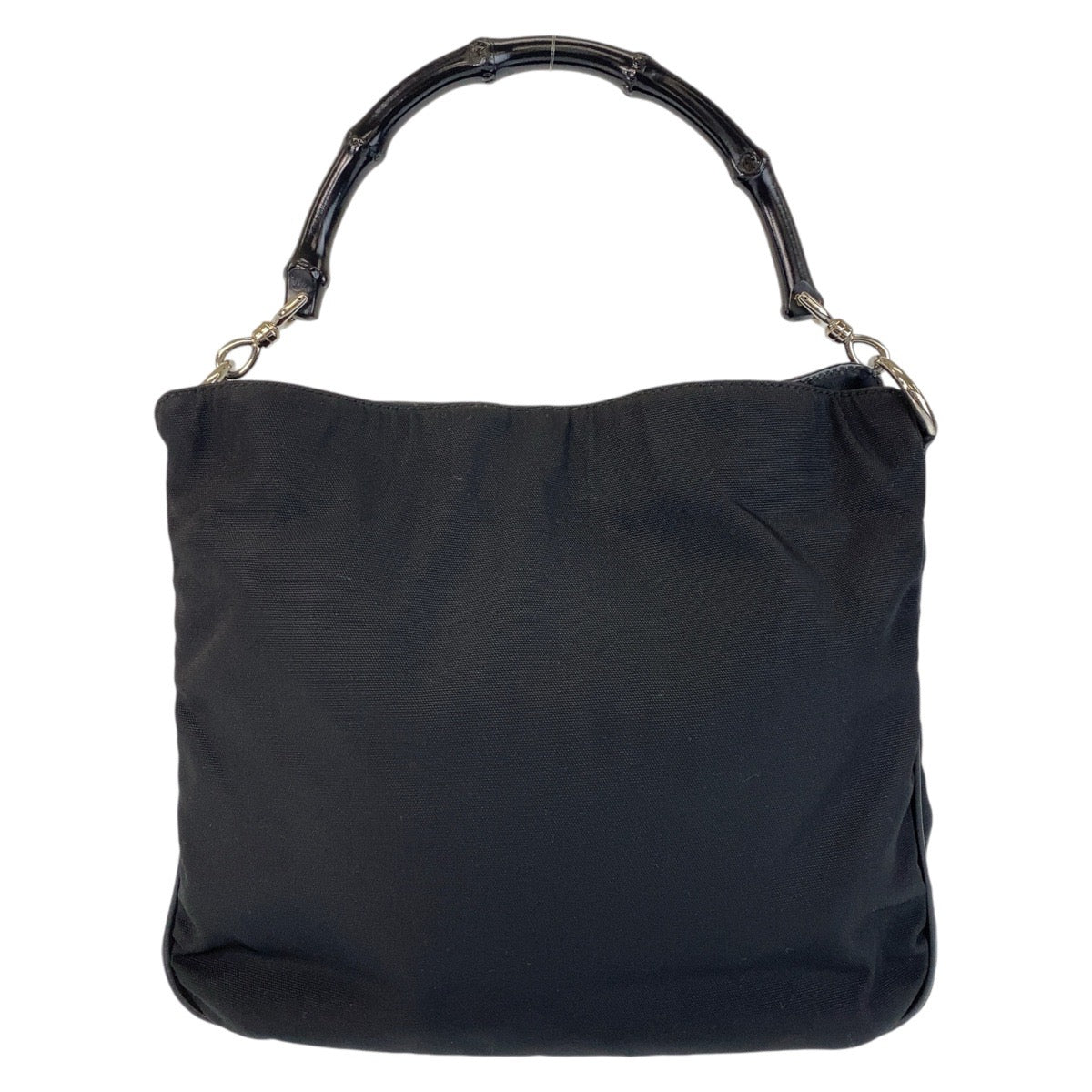 14287
GUCCI グッチ バンブー ブラック 黒 シルバー金具 ナイロン / バンブー 001 1638 ハンドバッグ  レディース