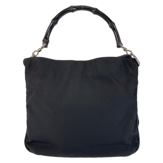 14287
GUCCI グッチ バンブー ブラック 黒 シルバー金具 ナイロン / バンブー 001 1638 ハンドバッグ  レディース