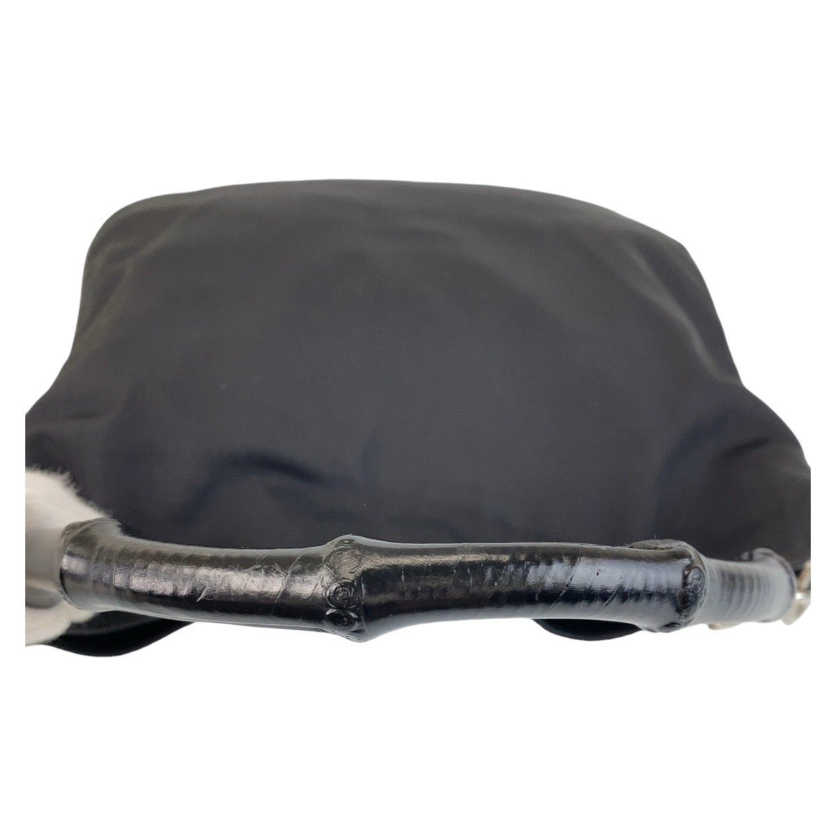 14287
GUCCI グッチ バンブー ブラック 黒 シルバー金具 ナイロン / バンブー 001 1638 ハンドバッグ  レディース