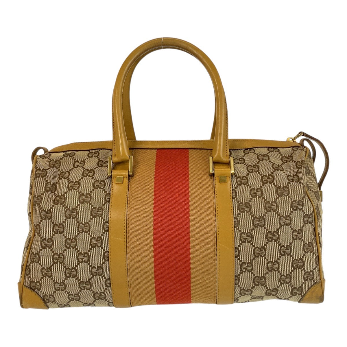 14288
GUCCI グッチ シェリーライン ベージュ レッド ゴールド金具 GGキャンバス / レザー 000 0846 ハンドバッグ ボストンバッグ  レディース