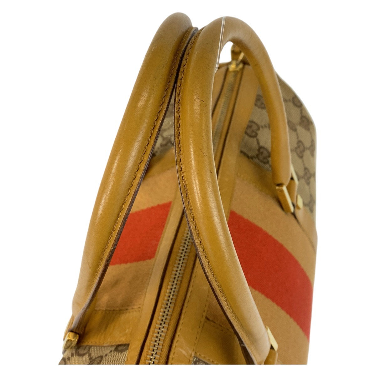 14288
GUCCI グッチ シェリーライン ベージュ レッド ゴールド金具 GGキャンバス / レザー 000 0846 ハンドバッグ ボストンバッグ  レディース