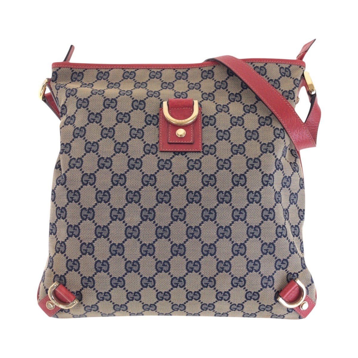 14289
GUCCI グッチ アビー ネイビー レッド ゴールド金具 GGキャンバス / レザー 131326 斜め掛け シャルダーバッグ  レディース