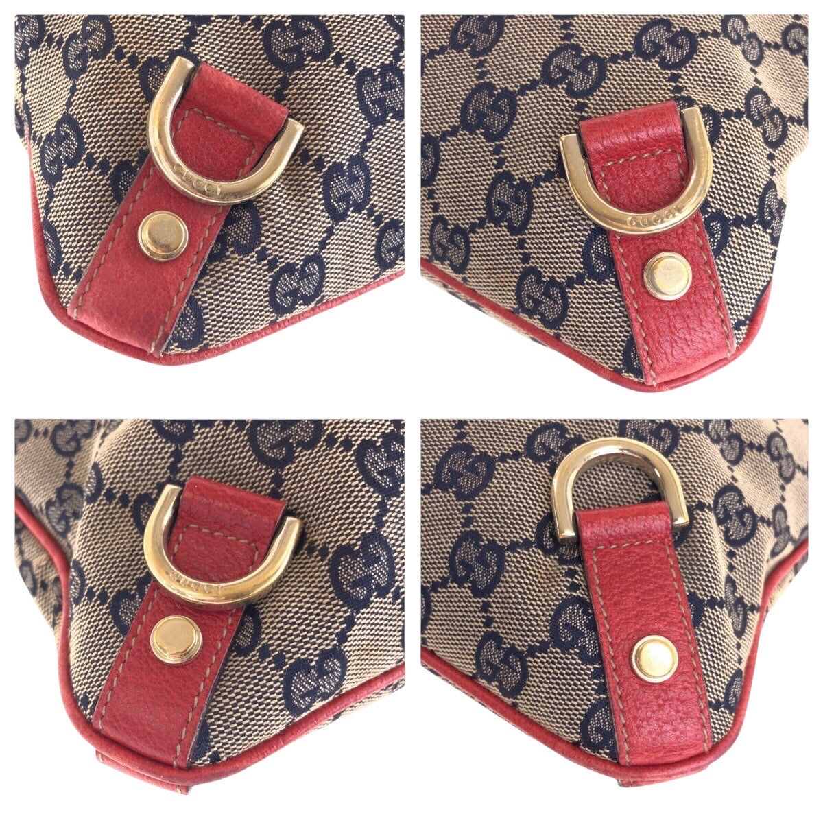 14289
GUCCI グッチ アビー ネイビー レッド ゴールド金具 GGキャンバス / レザー 131326 斜め掛け シャルダーバッグ  レディース