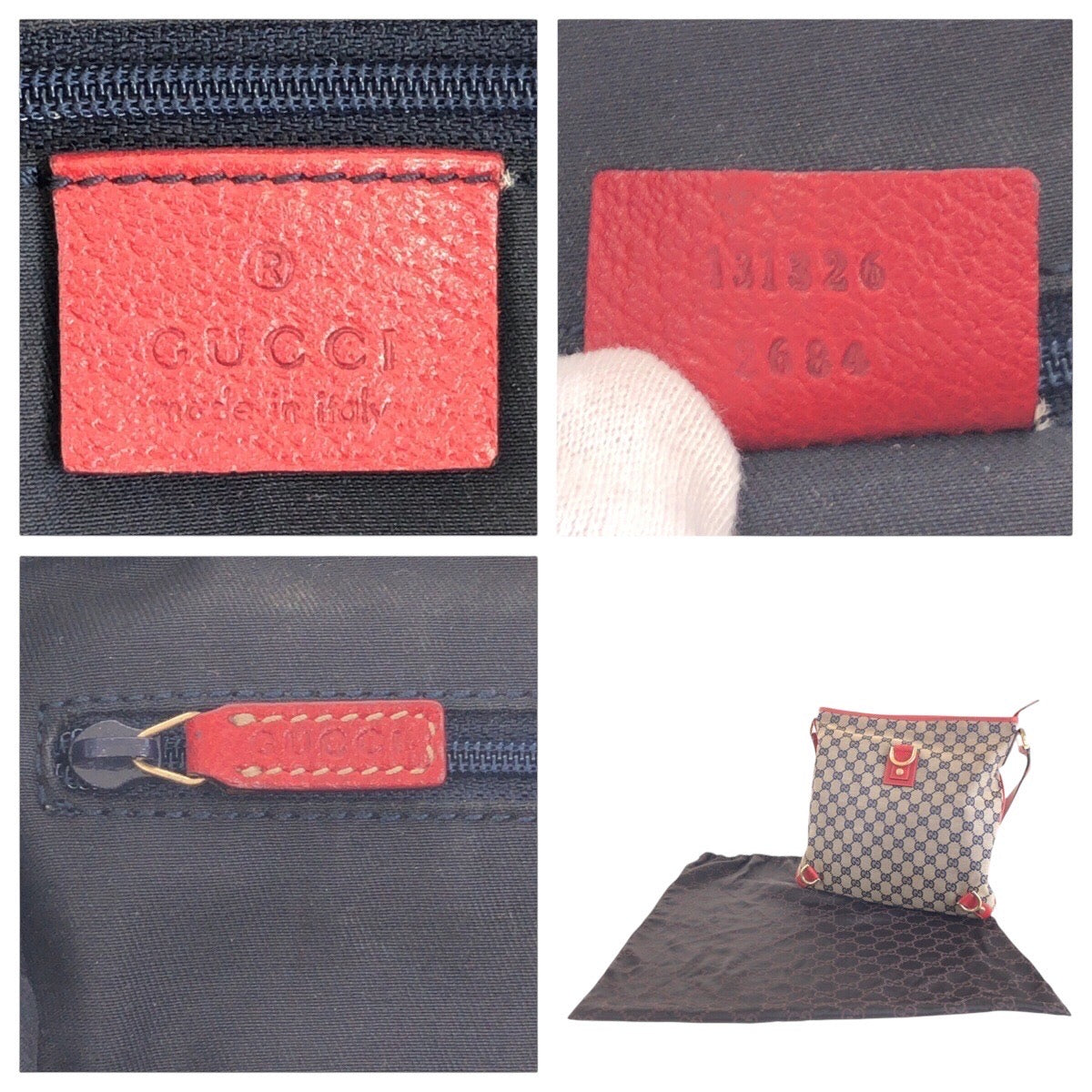 14289
GUCCI グッチ アビー ネイビー レッド ゴールド金具 GGキャンバス / レザー 131326 斜め掛け シャルダーバッグ  レディース