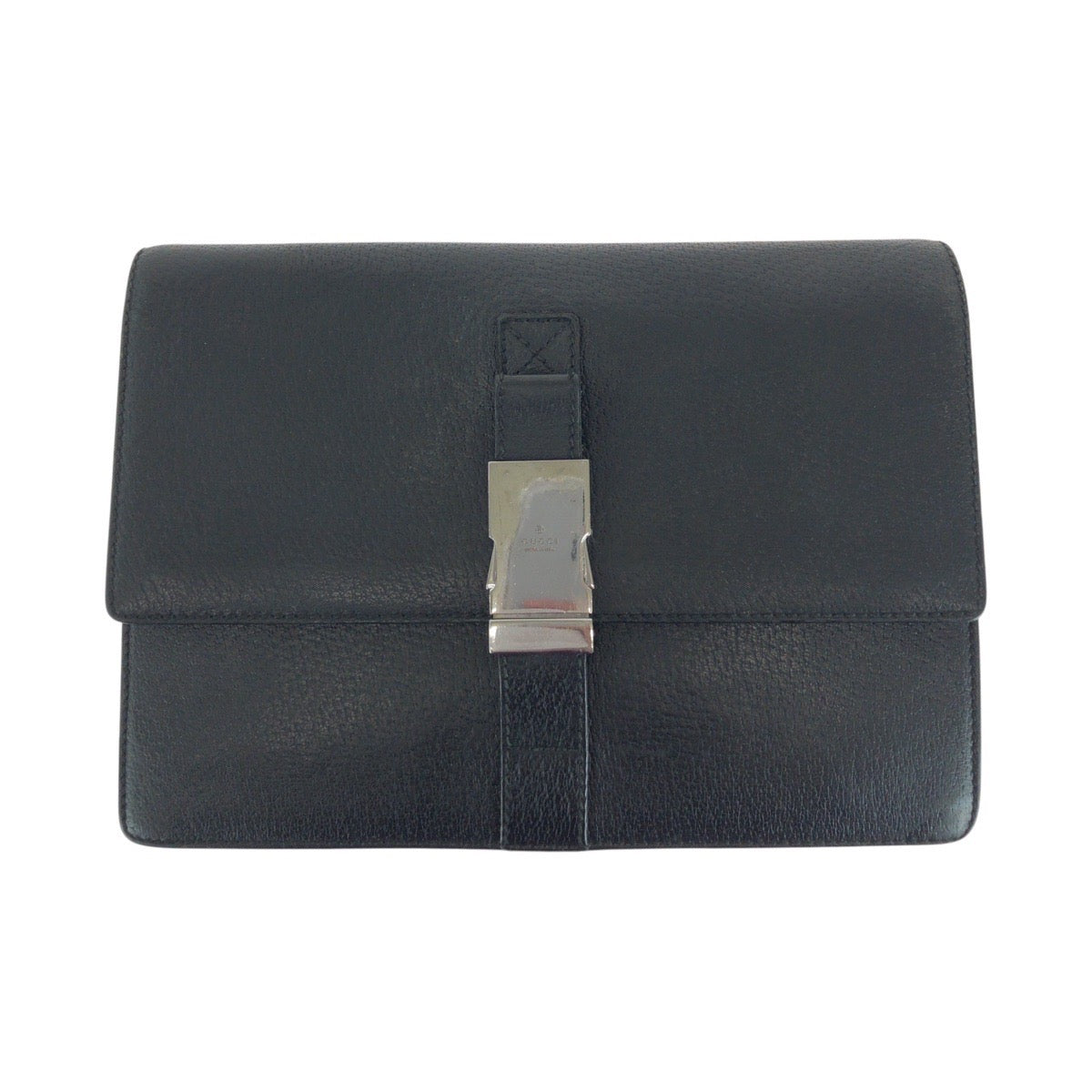 14290
GUCCI グッチ ブラック 黒 シルバー金具 レザー 131213 セカンドバッグ クラッチバッグ  メンズ