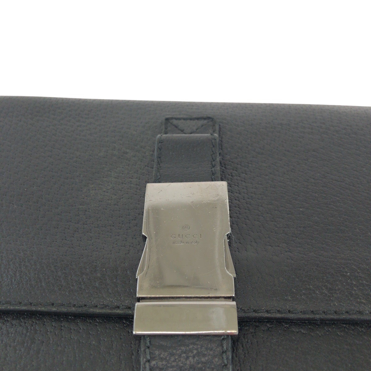 14290
GUCCI グッチ ブラック 黒 シルバー金具 レザー 131213 セカンドバッグ クラッチバッグ  メンズ
