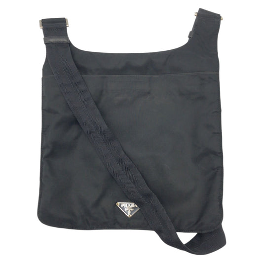 14291
PRADA プラダ テスート 三角ロゴ ブラック 黒 ナイロン ショルダーバッグ サコッシュ 男女兼用  メンズ AB32