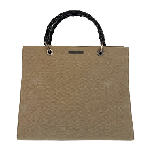 13836
GUCCI グッチ バンブー ベージュ ガンメタ金具 キャンバス / バンブー 002 1010 ハンドバッグ トートバッグ  レディース AB16