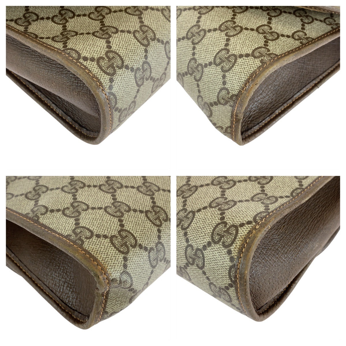 14293
GUCCI グッチ シェリーライン オールドグッチ ブラウン  ゴールド金具 PVC / レザー 156 01 030 クラッチバッグ セカンドバッグ  レディース