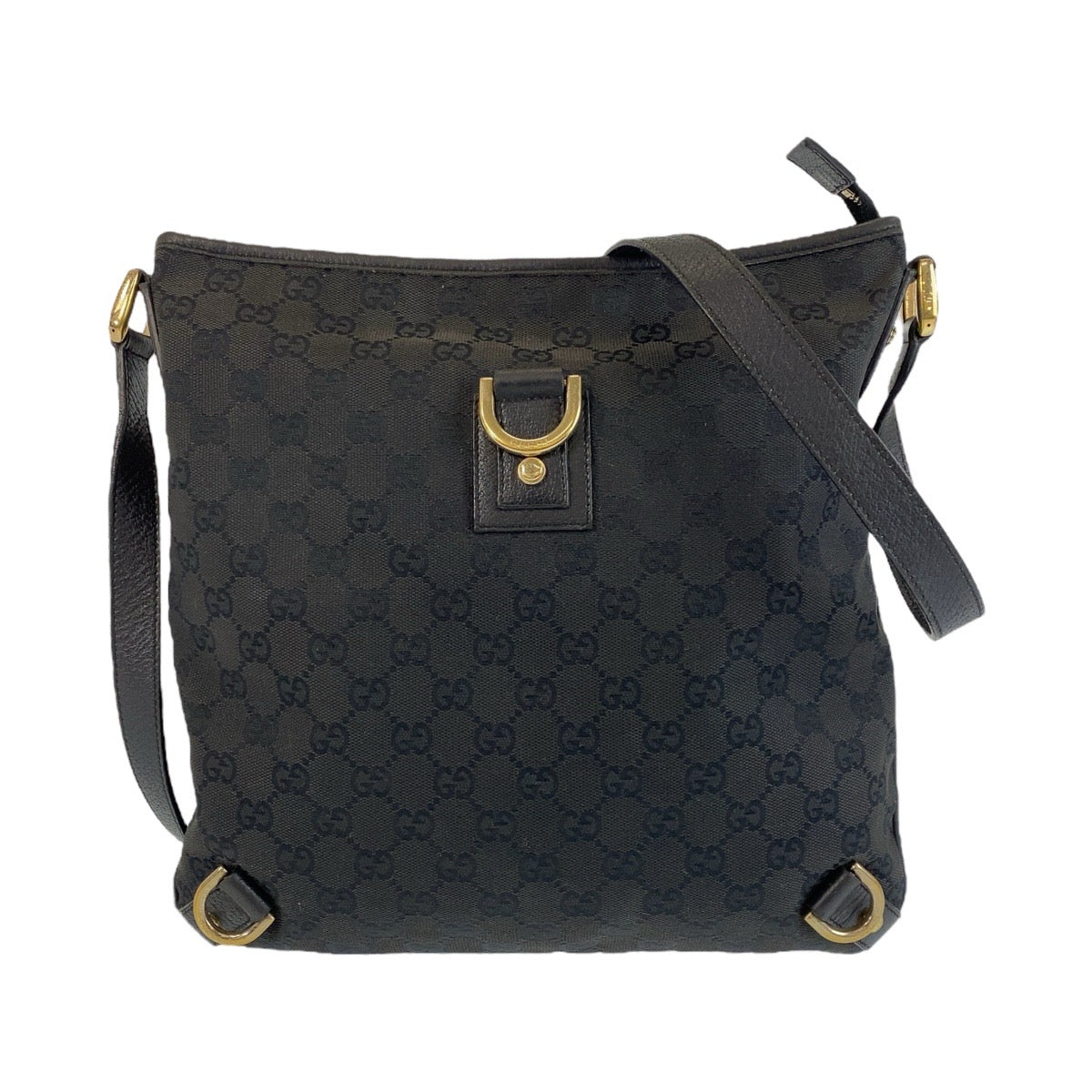 14294
GUCCI グッチ アビー ブラック 黒 ゴールド金具 GGキャンバス / レザー 131326 斜め掛け ショルダーバッグ メッセンジャーバッグ  レディース