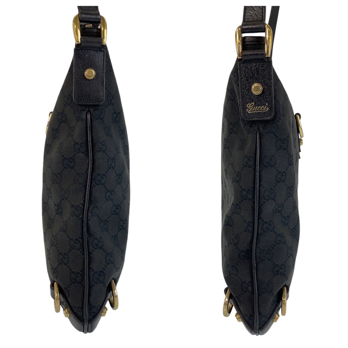 14294
GUCCI グッチ アビー ブラック 黒 ゴールド金具 GGキャンバス / レザー 131326 斜め掛け ショルダーバッグ メッセンジャーバッグ  レディース