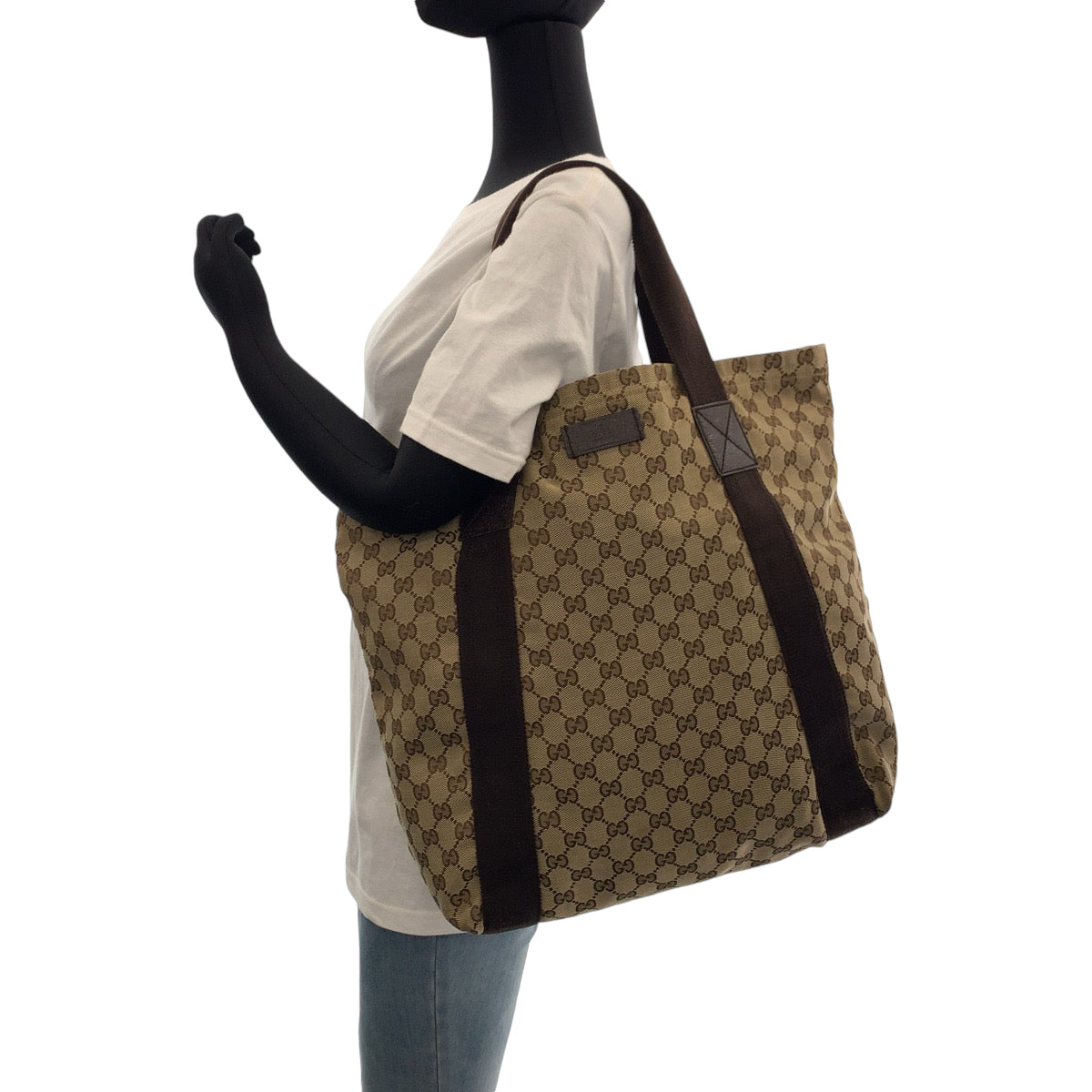 13838
GUCCI グッチ ブラウン ベージュ GGキャンバス 189669 トートバッグ ショルダーバッグ  レディース