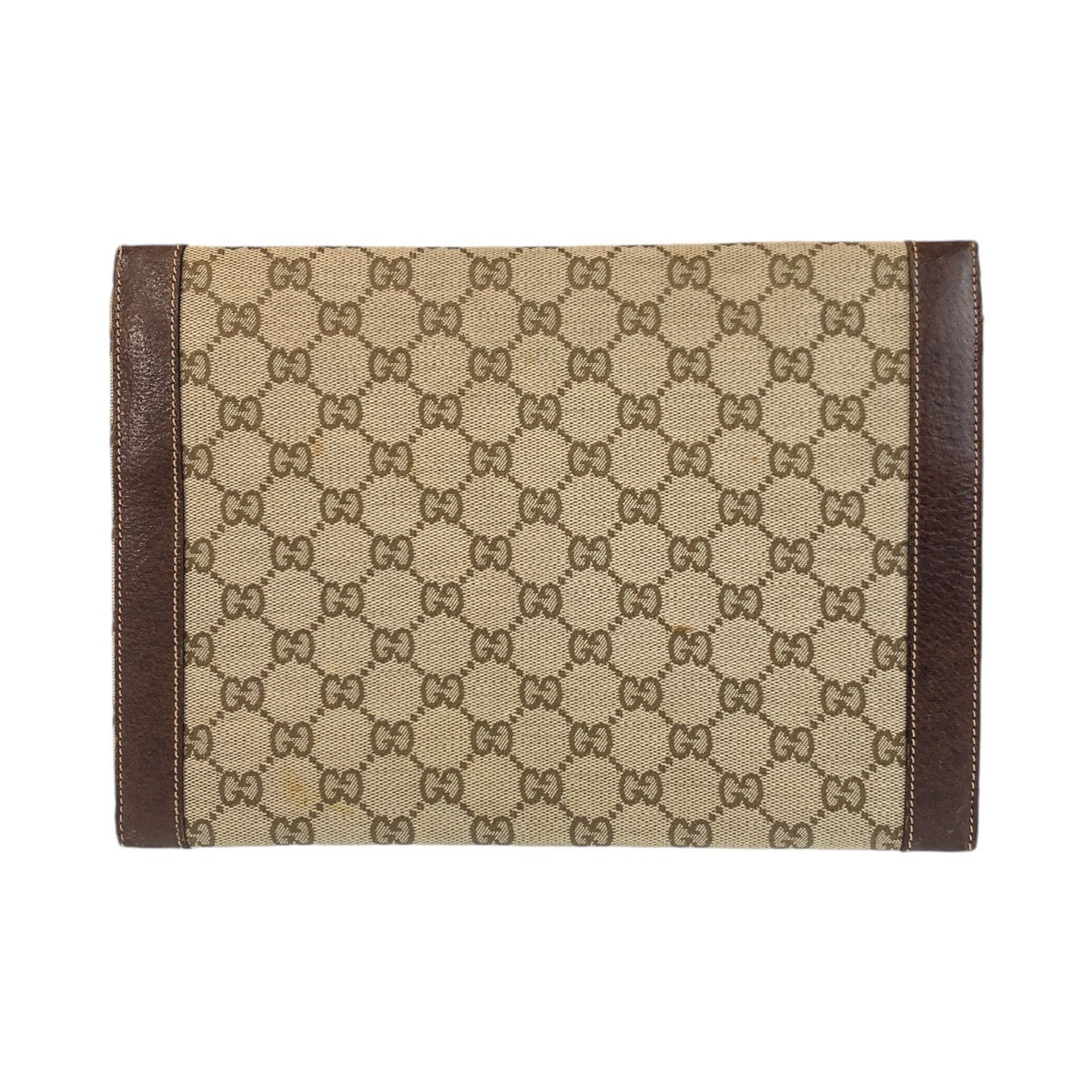 14297
GUCCI グッチ ブラウン ゴールド金具 GGキャンバス / レザー クラッチバッグ  レディース