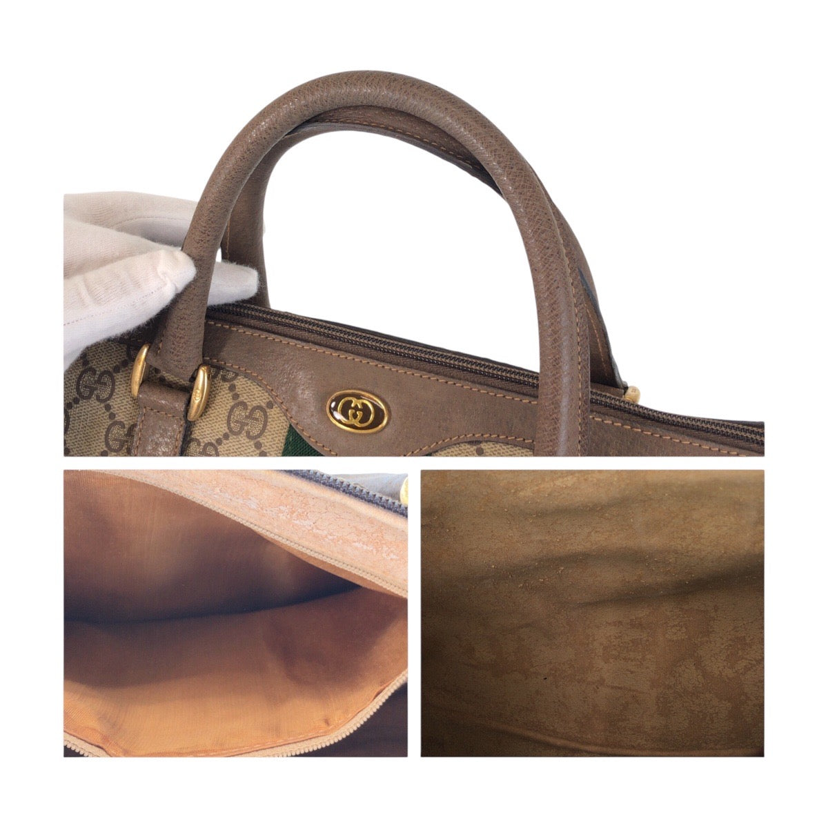13841
GUCCI グッチ ヴィンテージ オールドグッチ シェリーライン ブラウン マルチカラー ゴールド金具 GGスプリームキャンバス 39 02 007 ハンドバッグ  レディース