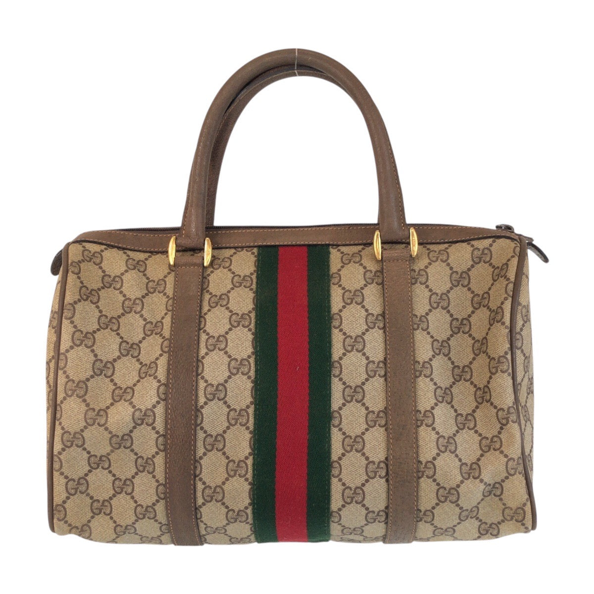13841
GUCCI グッチ ヴィンテージ オールドグッチ シェリーライン ブラウン マルチカラー ゴールド金具 GGスプリームキャンバス 39 02 007 ハンドバッグ  レディース