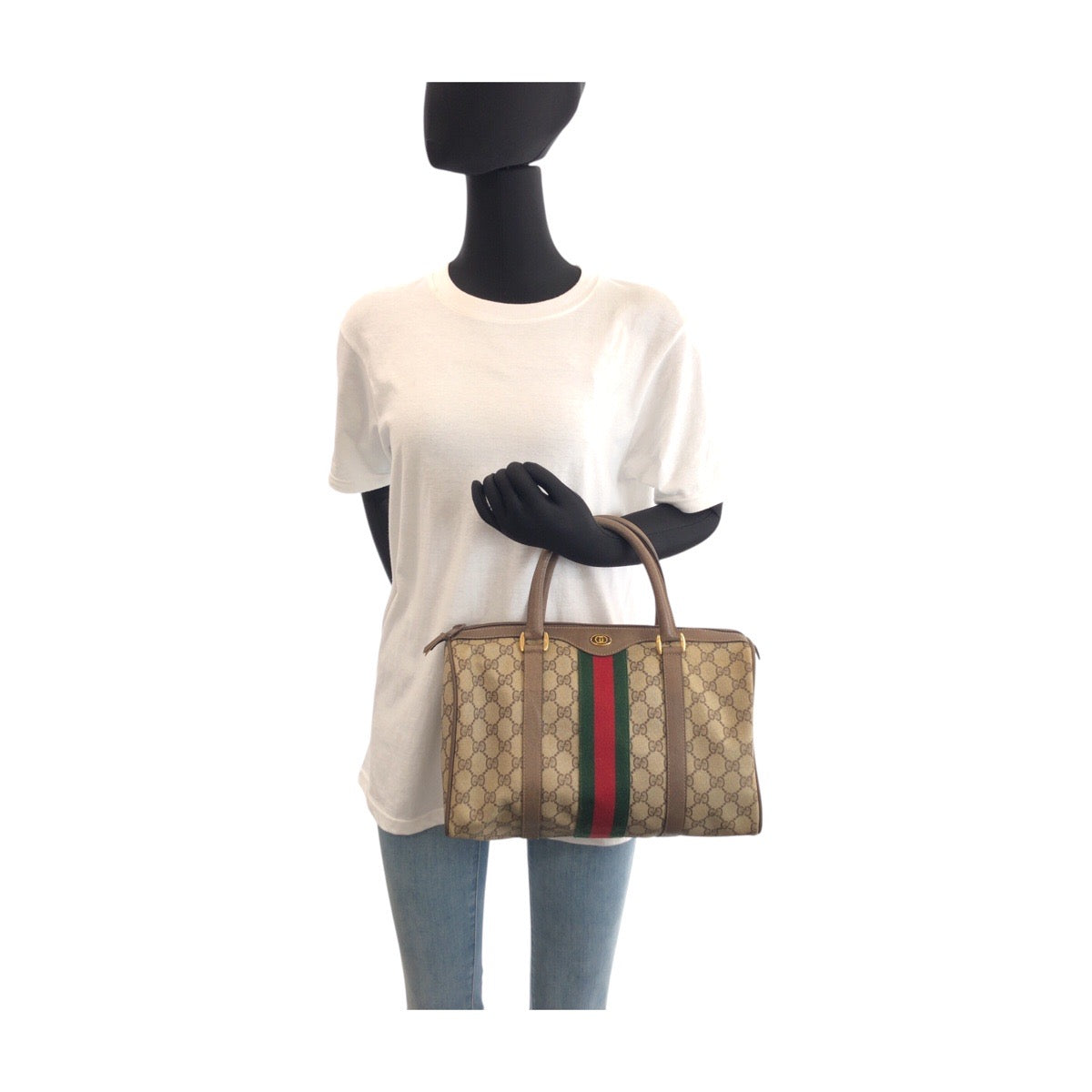 13841
GUCCI グッチ ヴィンテージ オールドグッチ シェリーライン ブラウン マルチカラー ゴールド金具 GGスプリームキャンバス 39 02 007 ハンドバッグ  レディース