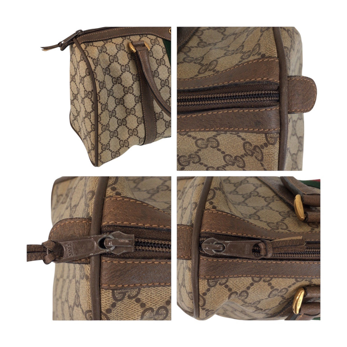 13841
GUCCI グッチ ヴィンテージ オールドグッチ シェリーライン ブラウン マルチカラー ゴールド金具 GGスプリームキャンバス 39 02 007 ハンドバッグ  レディース